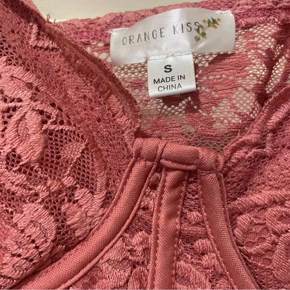 Orange Kiss Women Rose Lace bodysuit EUC - Picture 3 of 5